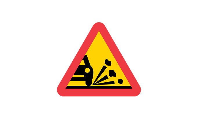 road signs | warning signs | a11 | warning for loose chippings | practice driving licence theory online | körteori