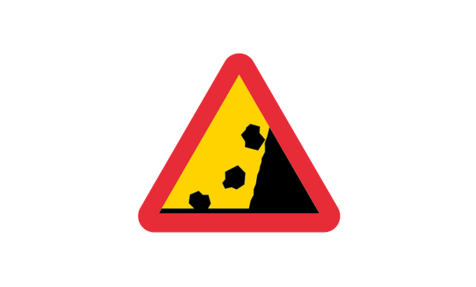 road signs | warning signs | a12 | warning for falling or fallen rocks | practice driving licence theory online | körteori