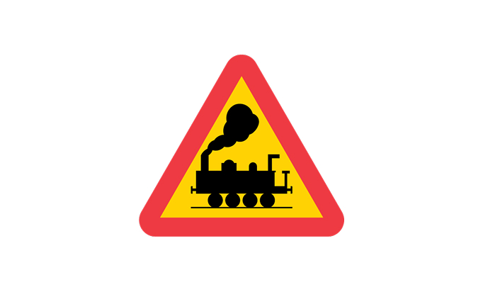 road signs | warning signs | a36 | warning for a level crossing without gates | practice driving licence theory online | körteori