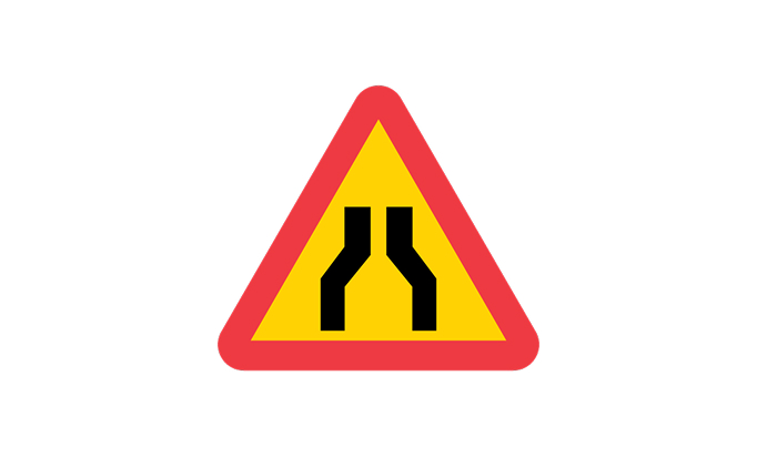 road signs | warning signs | a5 | warning for a narrowing road | practice driving licence theory online | körteori