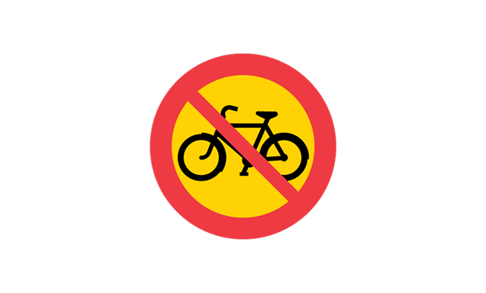 vägmärken | förbudsmärken | c10 | förbud mot trafik med cykel och moped klass II | öva körkortsteori online | körteori