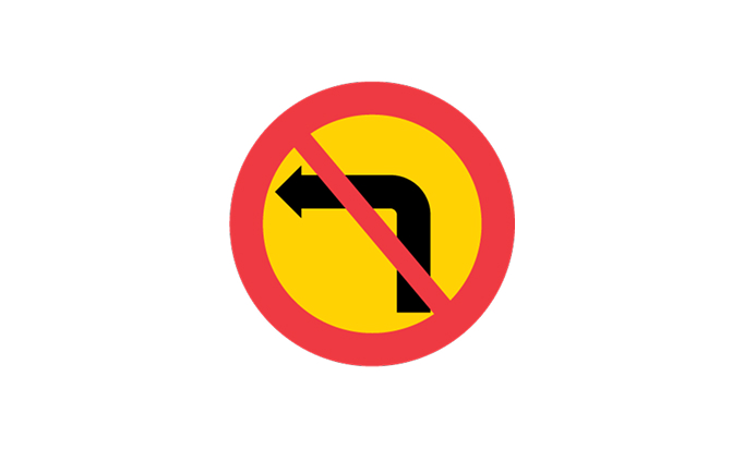 road signs | prohibitory signs | c25 | no turning left/right at junction | practice driving licence theory online | körteori