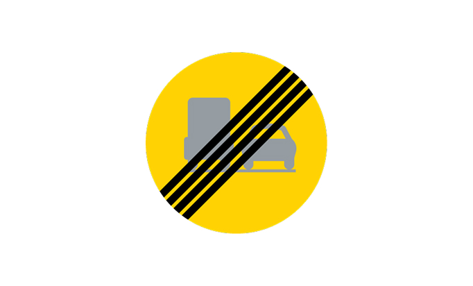 road signs | prohibitory signs | c30 | end of prohibition for overtaking with heavy trucks | practice driving licence theory online | körteori
