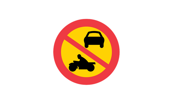road signs | prohibitory signs | c3 | no motor vehicles except class II mopeds | practice driving licence theory online | körteori