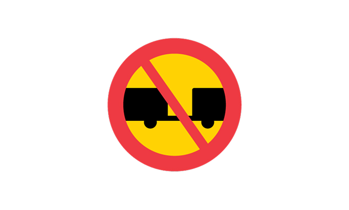 vägmärken | förbudsmärken | c6 | förbud mot trafik med motordrivet fordon med tillkopplad släpvagn | öva körkortsteori online | körteori