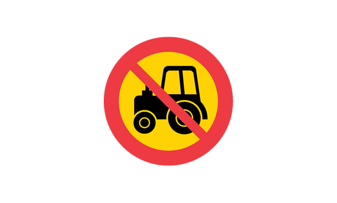 road signs | prohibitory signs | c8 | no tractors or class II motor equipment | practice driving licence theory online | körteori