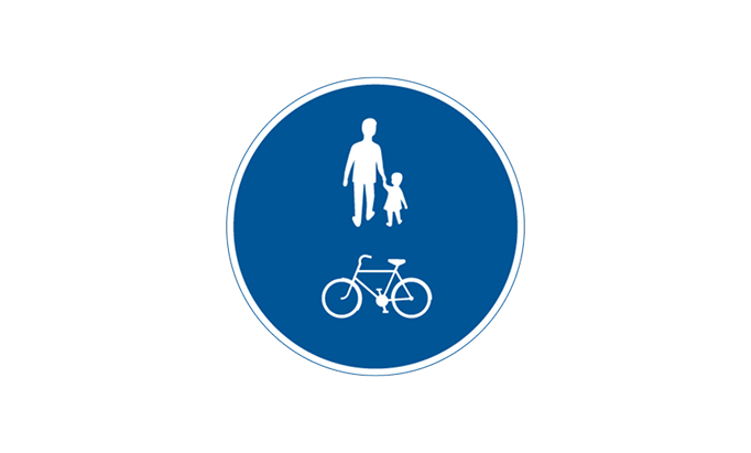 road signs | mandatory signs | d6 | shared path for pedestrians and cyclists | practice driving licence theory online | körteori