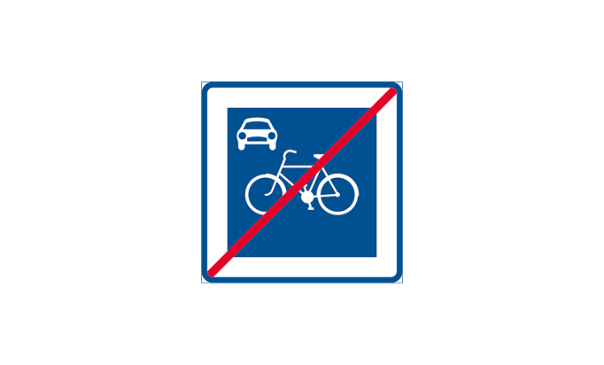 vägmärken | anvisningsmärken | e34 | cykelgata upphör | öva körkortsteori online | körteori