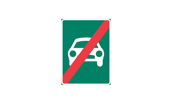 vägmärken | anvisningsmärken | e4 | motortrafikled upphör | öva körkortsteori online | körteori